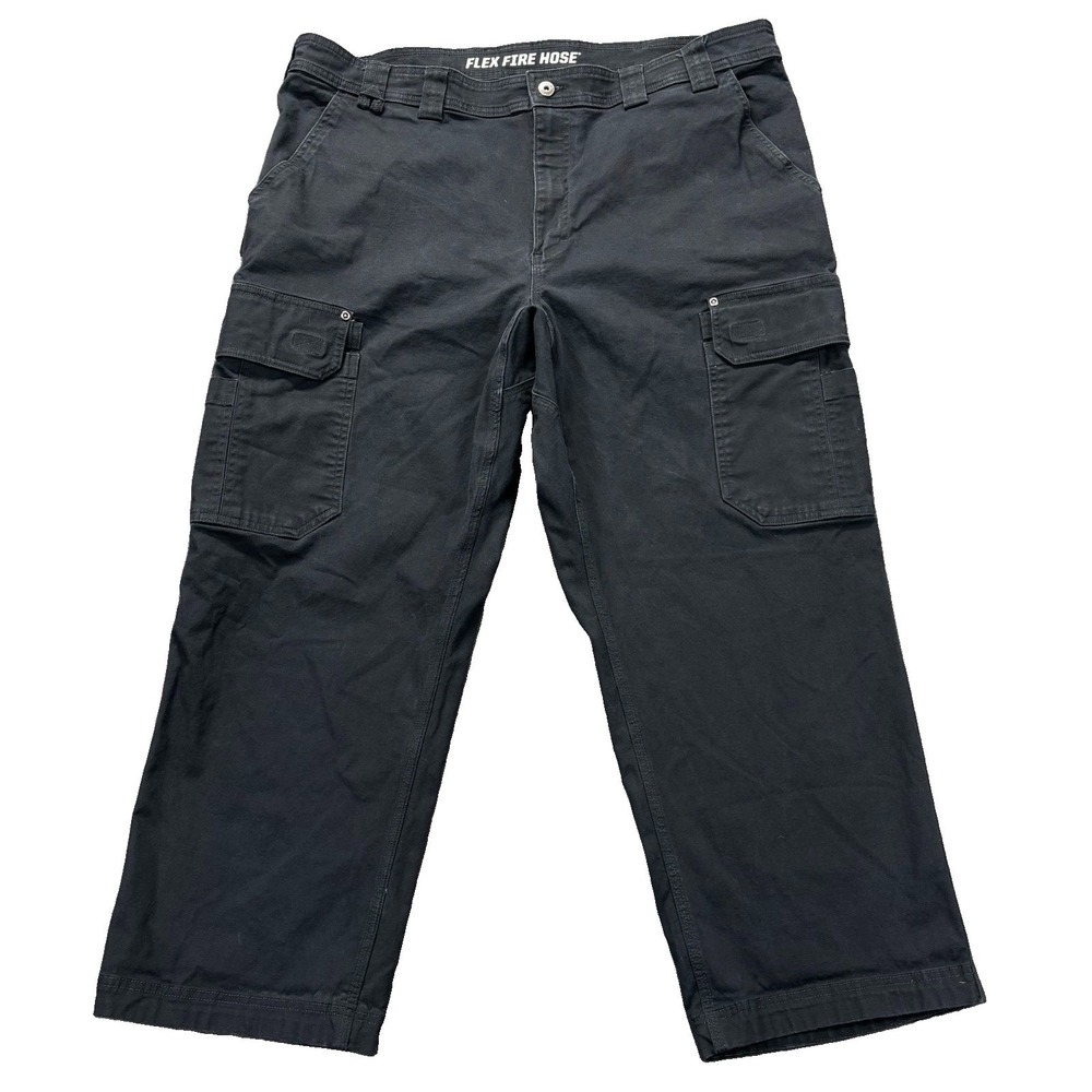 Duluth Trading Flex Fire Hose Cargo Pants Mens 42x28 Relaxed Fit Navy Blue Work